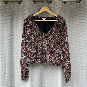 Black and Red Floral Long Sleeve